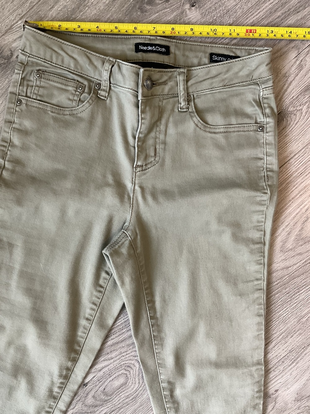 Needle & Cloth Skinny Ankle Stretch Lightweight Denim  in Olive Green - Picture 6 of 9